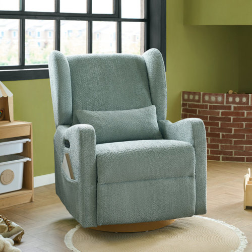 Ceandra 29.5"W Modern Nursery Swivel Glider Power Recliner with Built-In Nightlight