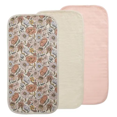 mushie Waterproof Changing Pad Liners | 100% Organic Cotton | Set of 3 (Check Combo)
