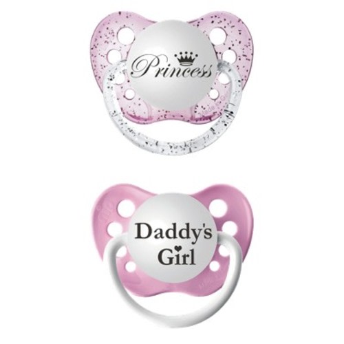 Ulubulu 2pk Pacifiers 6-18 Months, Color: Daddy's Girl/Princess