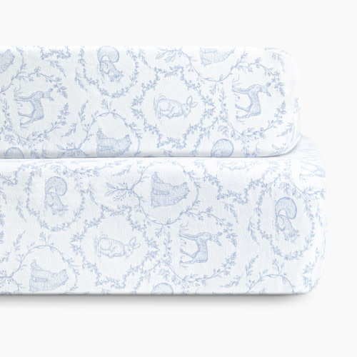 Bellini Organic Jersey Cotton Crib Sheet and Changing Pad Cover Set - Woodland Blue