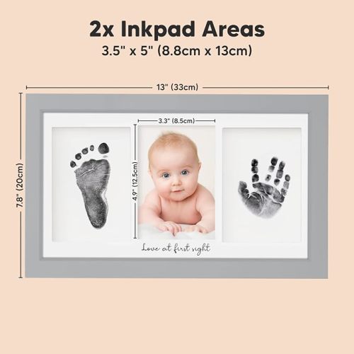 Inkless Hand and Footprint Kit, Boy, Girl, Newborn Keepsake - No Mess Ink Pad for Baby Handprint, Clean Touch Dog Paw Print Kit, Personalized Baby Shower Gifts, First Mother's Day (Cloud Gray)
