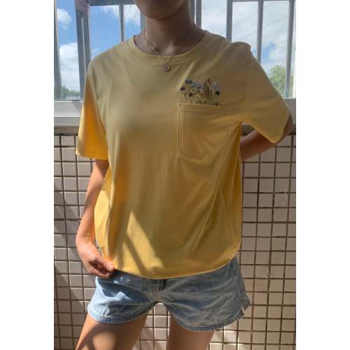 Embroidered Flower Pocket Nursing T-shirt