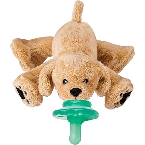 Nookums Paci-Plushies Buddies - Retriever Pacifier Holder - Adapts to Name Brand Pacifiers, Suitable for All Ages, Plush Toy includes Detachable Pacifier