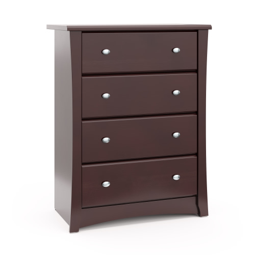 Storkcraft Crescent 4 Drawer Nursery Dresser, Espresso