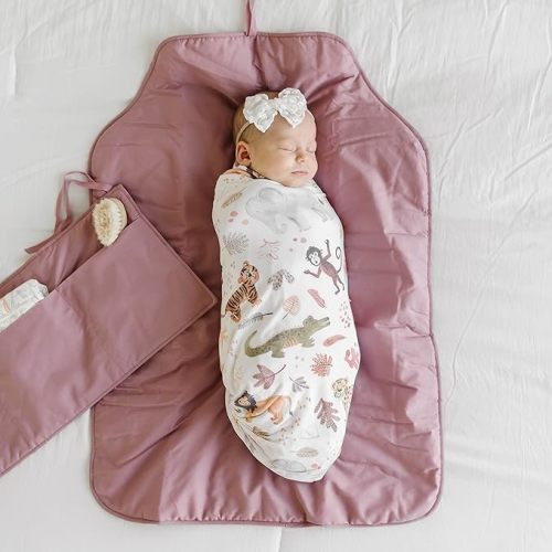 Natemia Baby Portable Diaper Changing Pad - Portable Changing Pad for Baby, Flexible Design for Travel, Machine Washable Percale Cotton, Made in Turkey, Baby Essentials