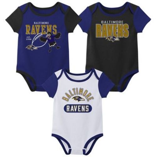 NFL Baltimore Ravens Boys' White 3pk Bodysuit