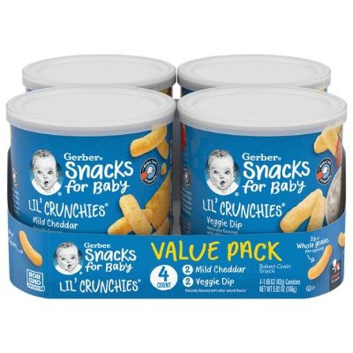 Gerber Baby Food Mild Cheddar and Veggie Dip Crunchies Value Pack Baby Snack - 1.48oz/4pk