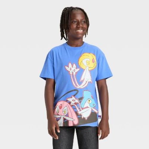 Boys' Pokémon Mythical Lake Guardians Short Sleeve Oversized Graphic T-Shirt - Blue