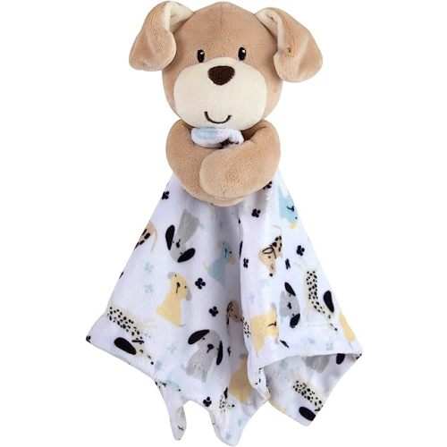 Minky Animal Snuggler Lovey Blanket for Kids, Babies, Boys, Girls, Gender Neutral Security Blanket with Stuffed Animal (Perky Puppy Pal)