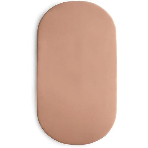 mushie Stretchy & Soft Bassinet Crib Sheet | Fitted 16" x 30" (Natural)