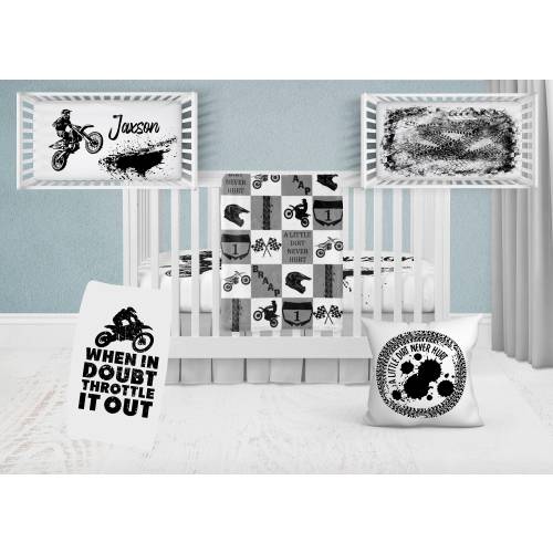 Motocross Bedding Set, Dirt Bike Nursery Set, Personalized Crib Bedding, Baby Shower Gift, Baby Name Blanket, Crib Sheet, Motocross Bedroom