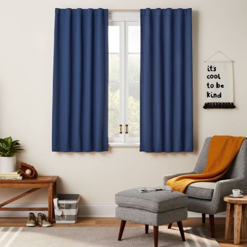 42"W x 63"L Twill Solid Kids' Blackout Window Curtain Panel Navy - Pillowfort™