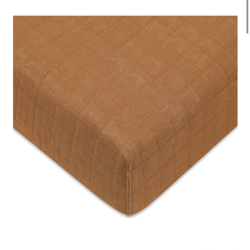 Babyletto 100% Organic Cotton Crib Sheet, GOTS-Certified, Fitted 360°, Ultra-Soft and Breathable Muslin - Burnt Sienna