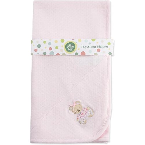 Little Me Unisex Baby Swaddling Receiving Blankets, Pink Sweet Bear, 30 x 27 Inches