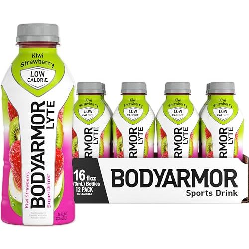BODYARMOR LYTE Sports Drink Low-Calorie Sports Beverage, Kiwi Strawberry, Coconut Water Hydration, Natural Flavors With Vitamins, Potassium-Packed Electrolytes, Perfect For Athletes, 16 Fl Oz (Pack of 12)