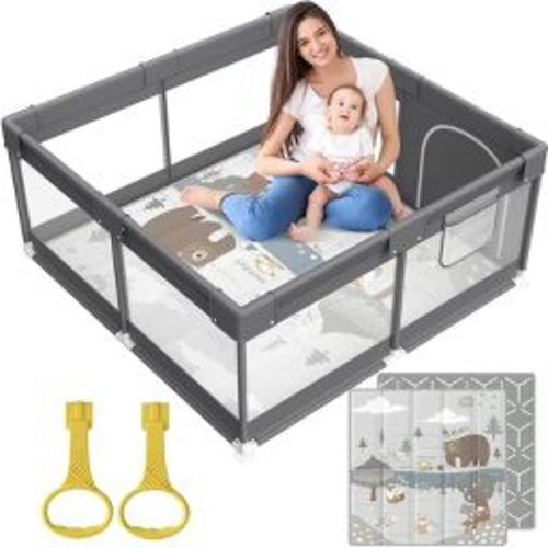Fodoss Baby Playpen with Mat ，47 x 47 In Playpen for Babies and Toddlers, Indoor & Outdoor Activity Center, Safety Baby Fence