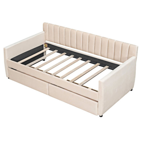Twin Size Upholstered Daybed With Drawers