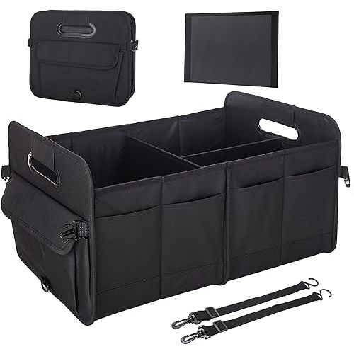 Trunk Organizer SUV, Car Storage Organizer Trunk, NOT-FLIMSY ANTI-SLIDE 70L Collapsible Stylish Spacious Sturdy Trunk Organizer for Grocery/Car Accessories/Women Men's Gift, Black