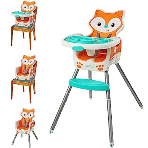 Infantino Grow-with-Me 4-in-1 Convertible High Chair, Fox-Theme, Space-Saving Design, Booster and Toddler Chair, for Infants & Toddlers 3M-36M
