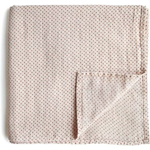 mushie Muslin Baby Swaddle Blanket | 100% Organic Cotton (Caramel Dots)