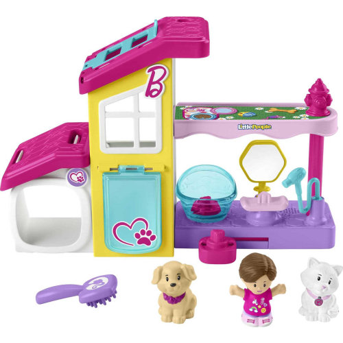 Fisher-Price Barbie Pet Spa Playset, Little People Musical Toddler Toy Set, 4 Pieces