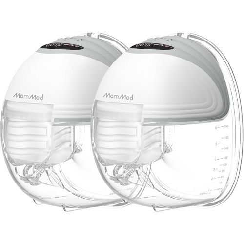 MomMed Wearable Breast Pump (Model S21) – Double Electric Hands-Free Breast Pump, Leak-Proof Design, 3 Modes (Stimulation, Expression, Auto) & 12 Vacuum Levels, Portable and Quiet, Gray, 2Pack
