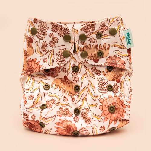 Floral: Essentials Pocket Cloth Diaper with Athletic Wicking Jersey, Grows with your Baby