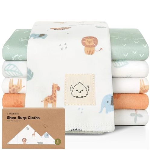 Organic Burp Cloths Baby Boy, Girl - 6-Pack Large 100% Cotton Burping Cloths for Babies, Spit Up Rags, Super Absorbent, Ultra Soft Newborn Rag, Gender Neutral, Machine Washable, Durable (Terracotta)