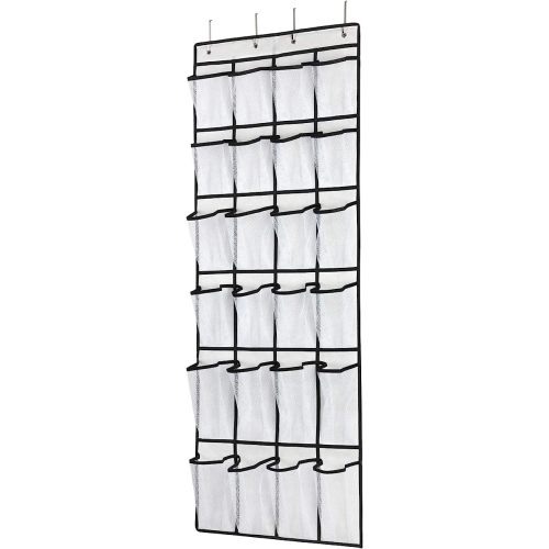 SAVERHO Over the Door Shoe Organizer, Hanging Shoe Organizer with 24 Mesh Large Pockets Door Shoe Rack Organizer for Men Women Kids Hanging Shoe Storage Bag.(White