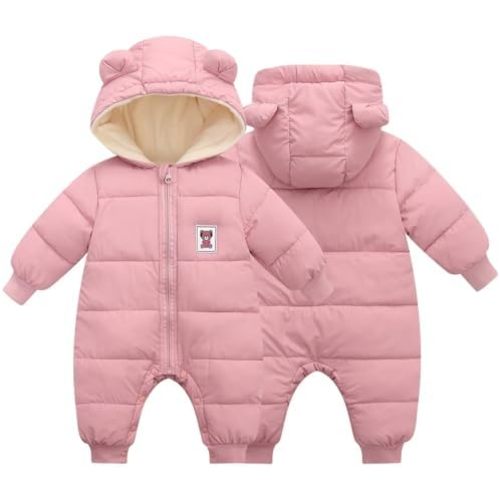BYFRI Baby Boys Girls Snowsuit Clothes Toddler Snow Outfit Winter Suit Infant Hooded Jumpsuit Newborn Coat for 0-24 Months