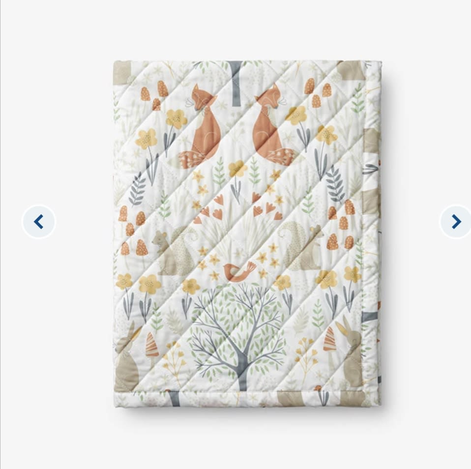 Forest Animals Classic Cool Organic Cotton Percale Quilted Reversible Sherpa Stroller Blanket
