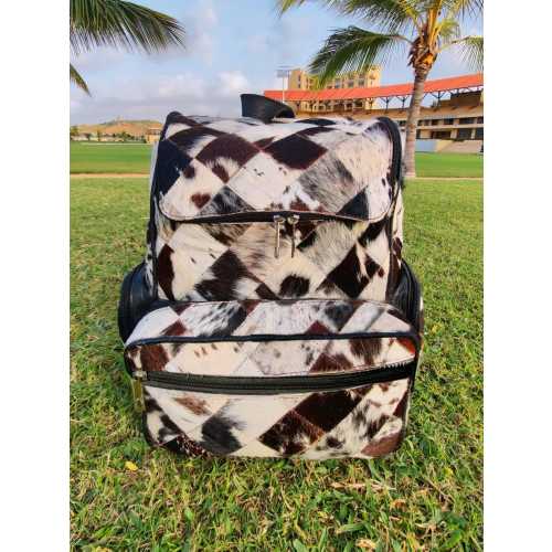 Tricolor Patchwork Cowhide Backpack Travel Bag -Diaper Bag -School Bag Shoulder Bag -Western Backpack, Gift for Mom, Kids Unique Bag