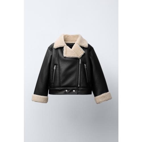 FAUX LEATHER SHEARLING JACKET - Black | ZARA United States