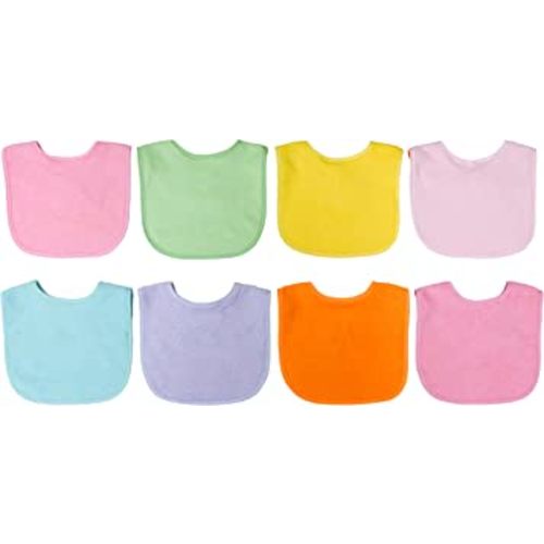 Neat Solutions 8 Pack Multi-Color Solid Knit Terry Feeder Bib, Girl, 8 Count
