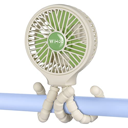 Mini Handheld Stroller Fan Battery Operated Fan Personal Portable Fan Rechargeable Car Seat Fan Clip On for Baby Small USB Clip On Fan for Stroller Accessories Travel Office Outdoor Household(White)