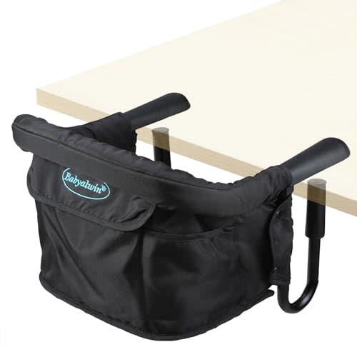 Babyalwin Fold-Flat Hook Chair, Portable & Washable Table Chair for Restaurants and Travel - Space-Saving Design for Easy Feeding and Comfortable Dining Experience(Black)