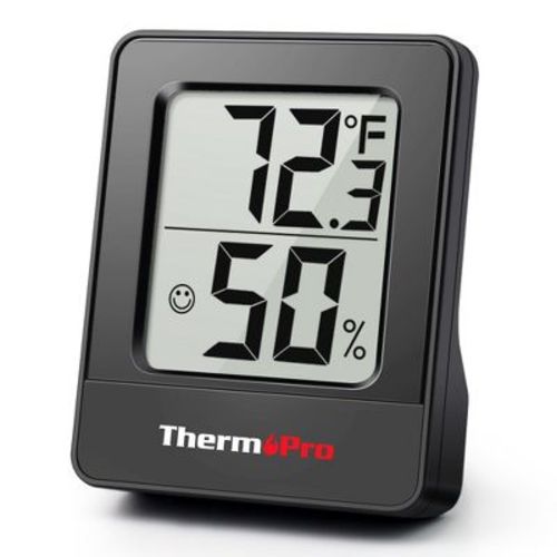 ThermoPro TP49BW Digital Thermometer Indoor Hygrometer with Temperature and Humidity Monitor for Room Temperature and Humidity in Black