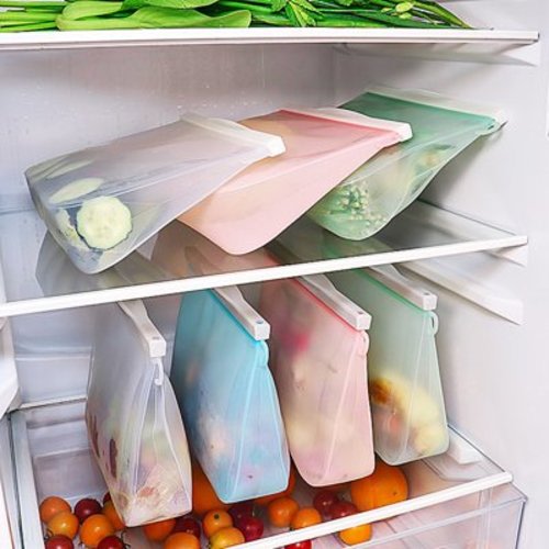 Reusable Extra Thick Silicone Food Storage Bags Zipper Freezer Bags For Marinate Meats Sandwich Snack Cereal Fruit Meal Prep Leakproof