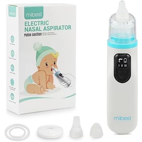 Mibest Nasal Aspirator for Baby - Electric Nose Suction for Baby - Booger Sucker for Toddlers - Electric Baby Nose Sucker with Anti-Backflow Patent - Ergonomic & Quiet - Waterproof Baby Nose Cleaner