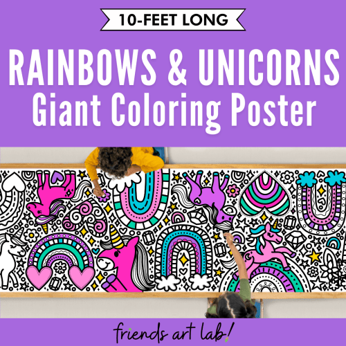 10-Foot Rainbows & Unicorns Giant Coloring Poster