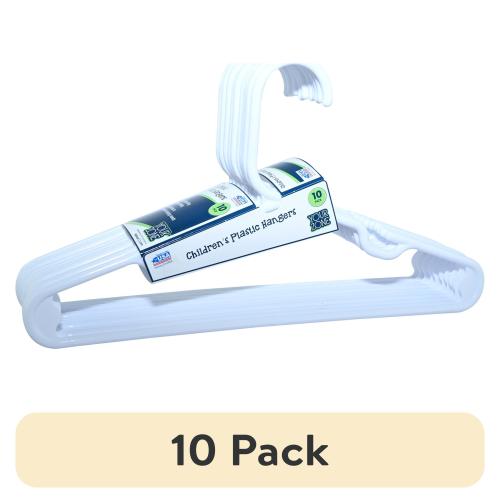 (10 pack) Your Zone Children's Plastic Clothing Hangers, 10 Pack, White