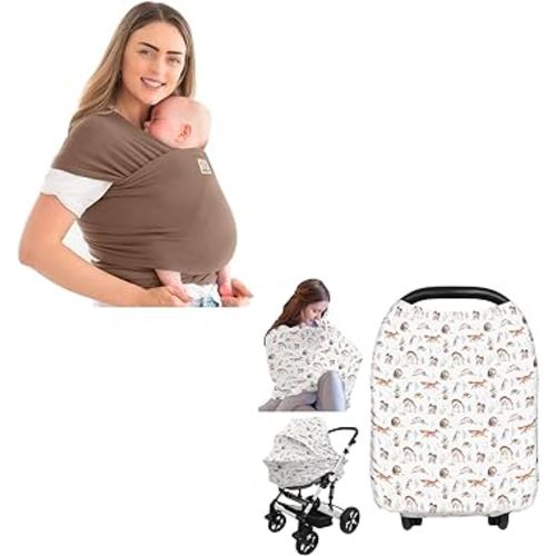 KeaBabies Baby Wrap Carrier and Car Seat Covers for Babies - All in 1 Original Breathable Baby Sling, Nursing Cover, Lightweight,Hands Free Baby Carrier Sling