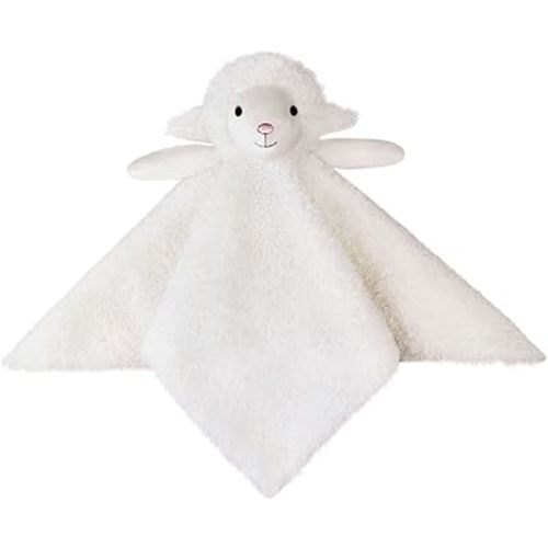 Baby White Lamb Soft Stuffed Animal Security Blanket, Plush Sheep Character Lovey Blanket, Baby Shower/Nursery Gift, Newborn Infant Toddler Snuggle Blankie for Boys Girls, 14 Inches