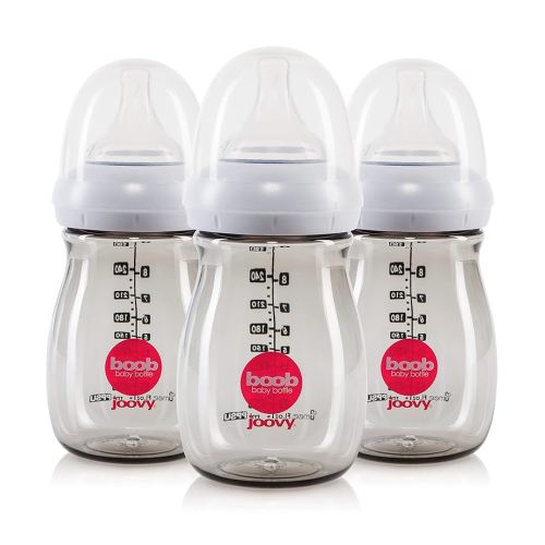 Joovy Boob Baby Bottles Made from Durable, Medical-Grade PPSU with CleanFlow Vent Technology to Prevent Nipple Collapse, Negative Pressure, and Colic Symptoms (5oz, 3pk)