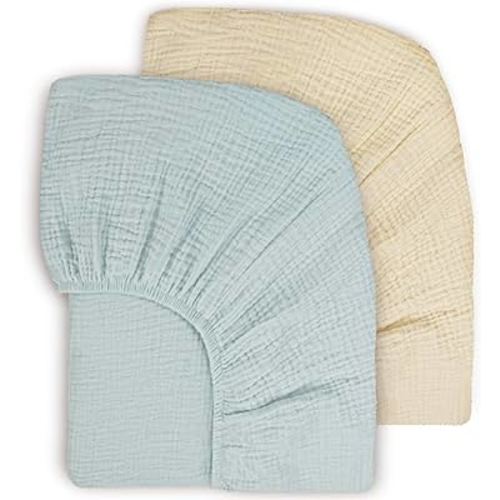Susurration Muslin Crib Sheets 100% Cotton Baby Crib Sheets Fitted Standard Crib Mattress, Soft & Breathable Baby Sheets for Girls Boys (Ice Cream)