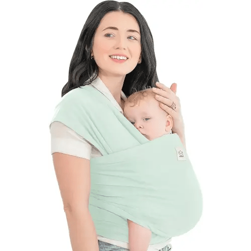 KeaBabies Baby Wrap Carrier - All in 1 Original Breathable Baby Sling, Lightweight,Hands Free Baby Carrier Sling, Baby Carrier Wrap, Baby Carriers for Newborn, Infant, Baby Wraps Carrier (Light Mint)