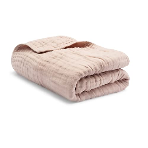 Comfy Cubs Baby Muslin Blanket, Swaddle for Newborns and Toddlers, Large 40” x 40” Cover, 6-Layer Plush Softness for Infant Swaddling, Receiving, or Tummy Time, Shower Gift (Blush, Baby - Muslin)