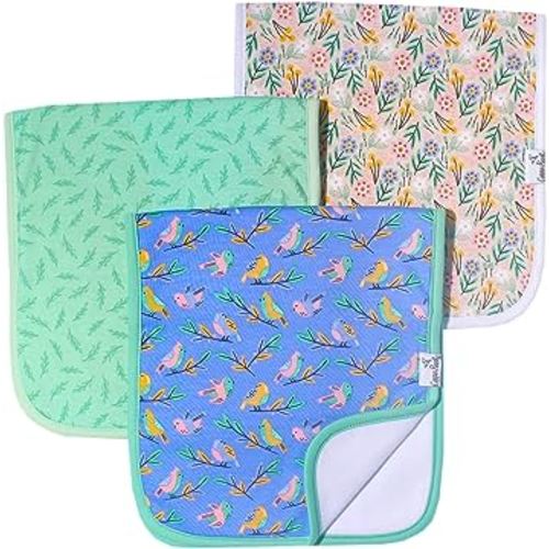 Copper Pearl Premium Baby Burp Cloths - 3-Pack Large Cotton Burp Cloths, Extra Soft Spit Up Rags with 3 Absorbent Layers, Perfect for Baby Girl Gifts (21" x 10" Size, Birdie Set)