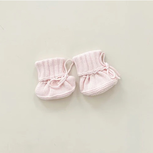 CUFF NEWBORN LACE BOOTIES - BABY PINK