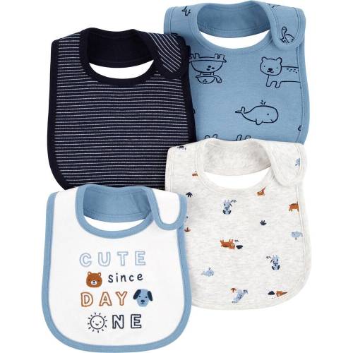 4-Pack Animal Teething Bibs - Blue
